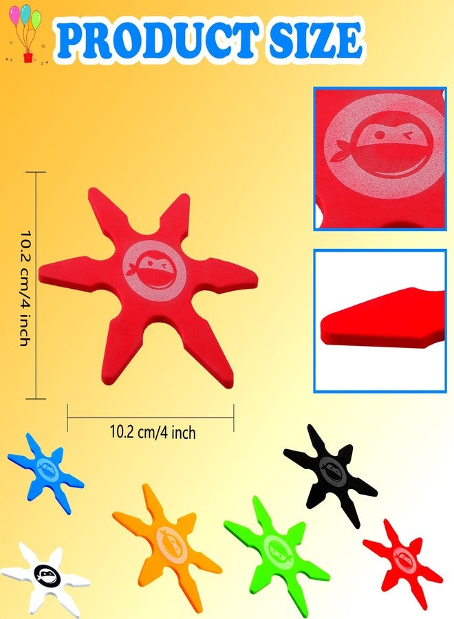 Fahacop 60 Pcs 4 Inch Ninja Throwing Stars Foam Stars Throwing Foam Star Toys for Kids Boys Ninja Theme Party Favors Halloween Cosplay Supplies, 6 Colors (Color Set 1) - Image 2